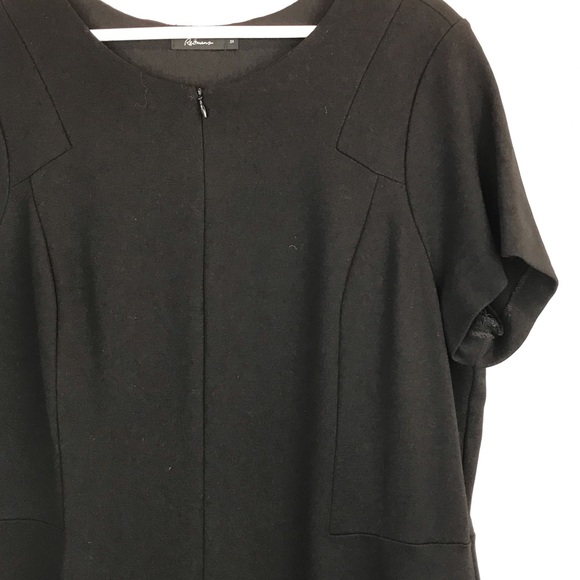 Reitman's Plus Size 2X Sheath Dress in Black Ponte Knit, Short Sleeves - Picture 2 of 9